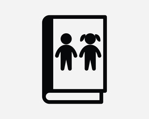 Kids Book Icon. Children Education School Dictionary Textbook Kindergarten. Black White Sign Symbol Illustration Artwork Graphic Clipart EPS Vector