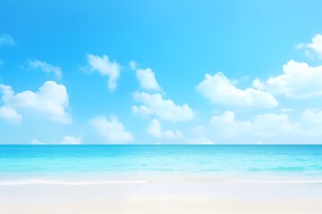 Beautiful beach and blue sky. ocean. seascape. Summer Sun Clean Air. generative ai