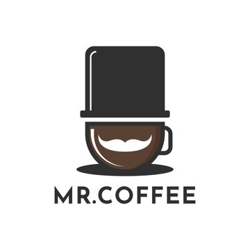 Coffee logo design idea with mustache and hat icon