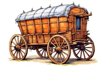 Wagon Illustration. Transportation illustration. Generative AI
