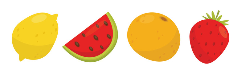 Ripe and Juicy Fruit as Garden Crop Vector Set