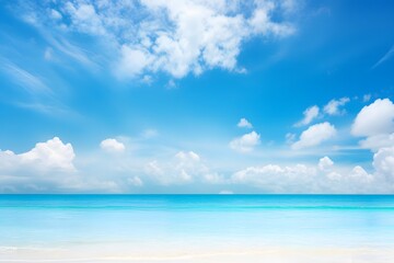 Fototapeta na wymiar Beach and beautiful tropical sea. summer vacation. blue sky and clouds. ocean. generative ai