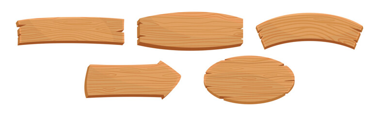 Wooden Tablet and Textured Panels and Signboard Vector Set