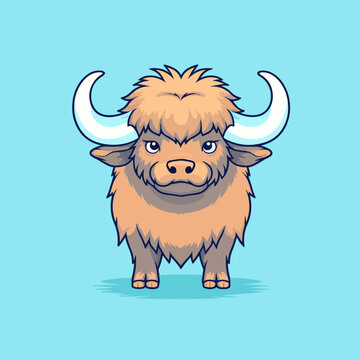recommend clip art: Buffalo. Cute little cartoon kawaii anime character. domestic Pet. wild  Animal. Flat vector illustration clipart for children