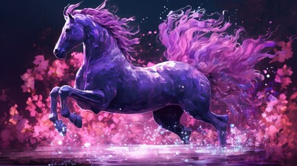 Obraz na płótnie Canvas Fantasy horse with violet flower