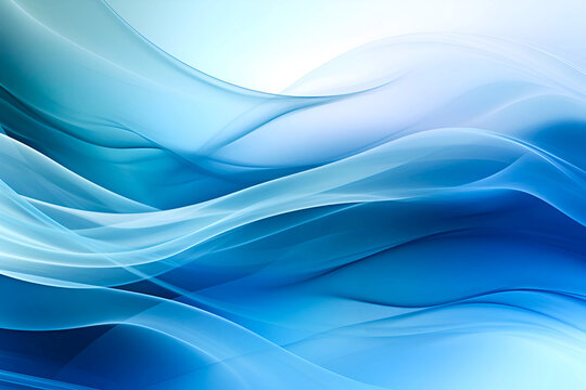 Abstract background with smooth curved lines, layered translucency. Blue abstract wave background.