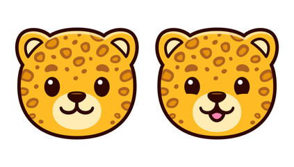 Cute cartoon leopard face icon