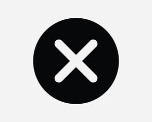 Obraz premium Round Cross Icon. Cancel Error Problem Colse Wrong Off No Deny Rejected Declined Refuse. Black White Sign Symbol Artwork Graphic Clipart EPS Vector