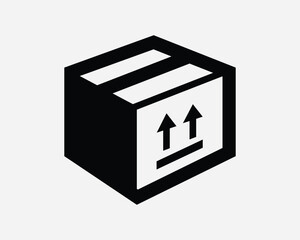 Shipping Box with Arrows Icon. Package Packaging Courier Shipment Delivery. Black White Sign Symbol Illustration Artwork Graphic Clipart EPS Vector