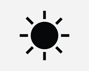 Sun Icon. Summer Light Brightness Bright Sunlight Sunshine Weather Hot Sunny. Black White Sign Symbol Illustration Artwork Graphic Clipart EPS Vector