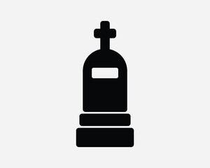 Tombstone Icon. Grave Tomb Stone Graveyard Death Die Dead RIP Burial Cross Christian. Black White Sign Symbol Illustration Artwork Clipart EPS Vector