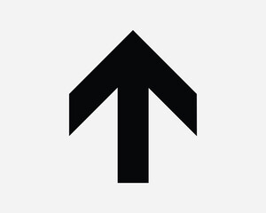 Up Arrow Icon. Upload Upwards Ahead Forward Progress Above Path Route Direction Navigation Black White Sign Symbol Artwork Graphic Clipart EPS Vector
