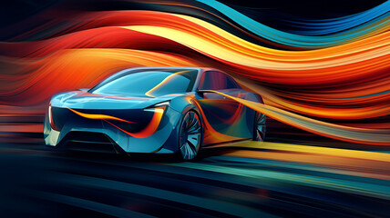 abstract dynamic fast colorful motion cars , generative ai