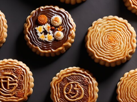 A picture of chinese moon cakes, created with generative ai, ki