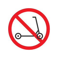 Scooter forbidden icon. Vector illustration.