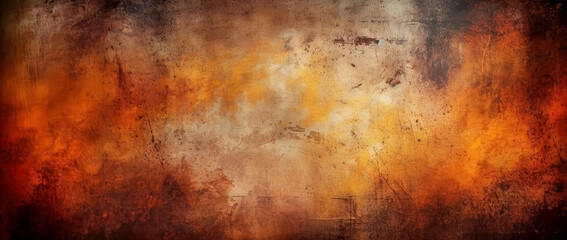 Metallic Orange grunge background with dark outlines, orange metal Halloween backdrop. 