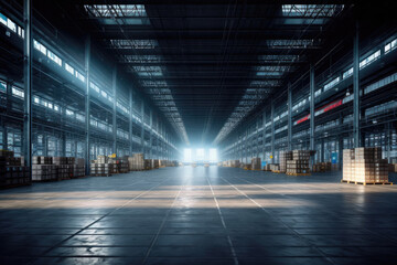 Fototapeta na wymiar Impressive Architectural Design of an Industrial Warehouse. Generative AI