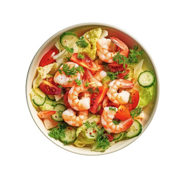 Delicious Shrimp Salad Isolated on a Transparent Background