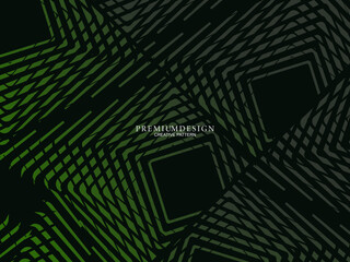 Premium background design with dark green motif luxury geometric elements. Exclusive wallpaper design for posters, flyers, presentations, websites, etc.