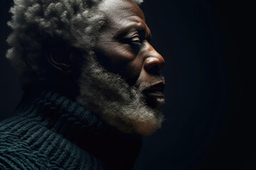 The Elegance of Age: Dramatic Pose of an African Elder. Generative AI