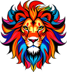 Naklejka na ściany i meble colorful lion head tattoo icon