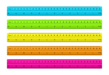Centimeter and inch ruler set