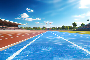 Track and field competitions, stadium tracks. AI technology generated image