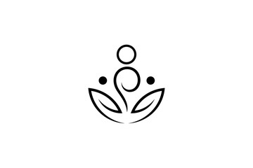 Yoga vector illustration logo design with natural leaf variation