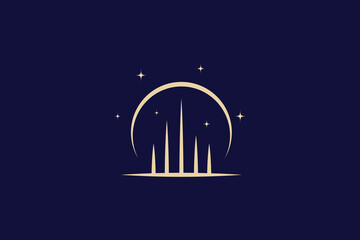 metropolis city luxury logo design with moon and stars background