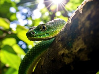 Fototapeta premium Amazon Gliding: Upside Down Flying Snake