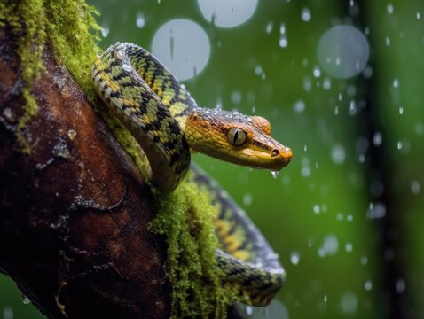 Rainforest Serpent in Mid-Air Coil