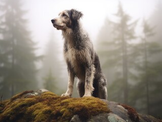 Majestic Bordoodle in Misty Forest