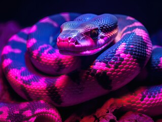 Fototapeta premium Electric Pink Firefly: Ball Python in Vietnam Caves