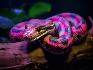 Fototapeta premium Electric Pink Firefly Python in Vietnamese Cave