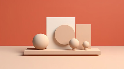 Fototapeta premium Geometric shapes podium for product display. Monochrome platform. Generative Ai