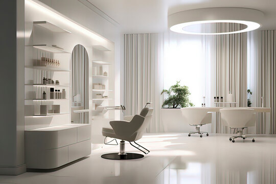 Hair salon interior space. AI technology generated image