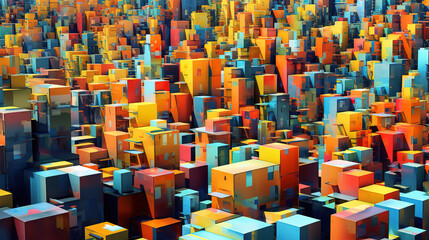 Obraz premium Virtual city in abstract materials. Generative Ai
