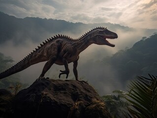 Misty Cliff Spinosaurus with Boulder