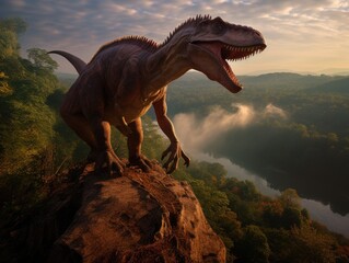 Misty Cliff Spinosaurus Balancing Boulder