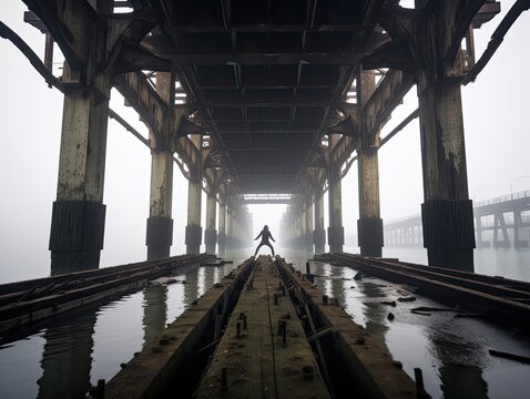 Upside-Down Yoga Pup in Tokyo Fog