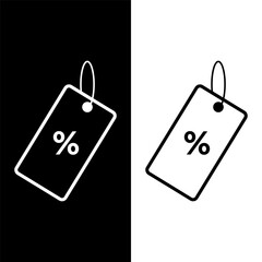 black and white price tag icon