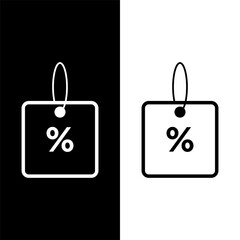 black and white price tag icon