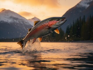 Fototapeta premium Canadas Majestic Keta Salmon Leap