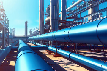Natural gas transmission pipeline. AI technology generated image - obrazy, fototapety, plakaty