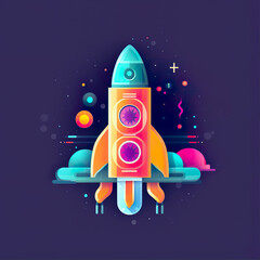 colourfull logo with a rocket,this design was generated by an artificial intelligence