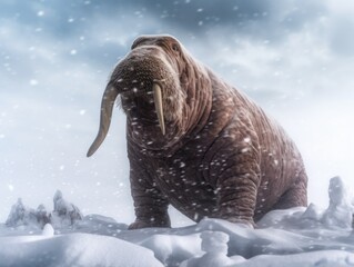Arctic Walrus Balancing Ice Ball