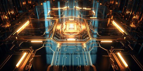 Sch&ouml;ner moderner Hintergrund f&uuml;r Webdesign und Druckvorlage im futuristischem leuchtenden Design, ai generativ