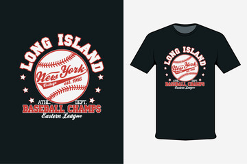t shirt design concept long island new york baseball champ
