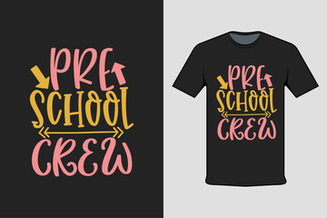 Inscribed shirt design pre school crew, t-shirt template typography.