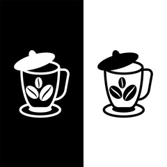 black and white coffee cup icon